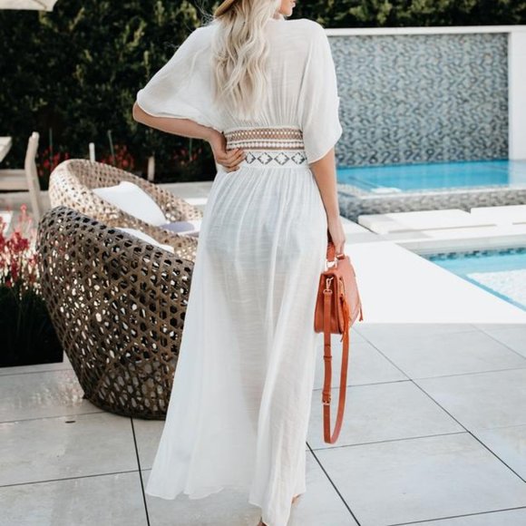 ISLA Ivory Open Front Duster Length Cover-Up - Picture 7 of 10